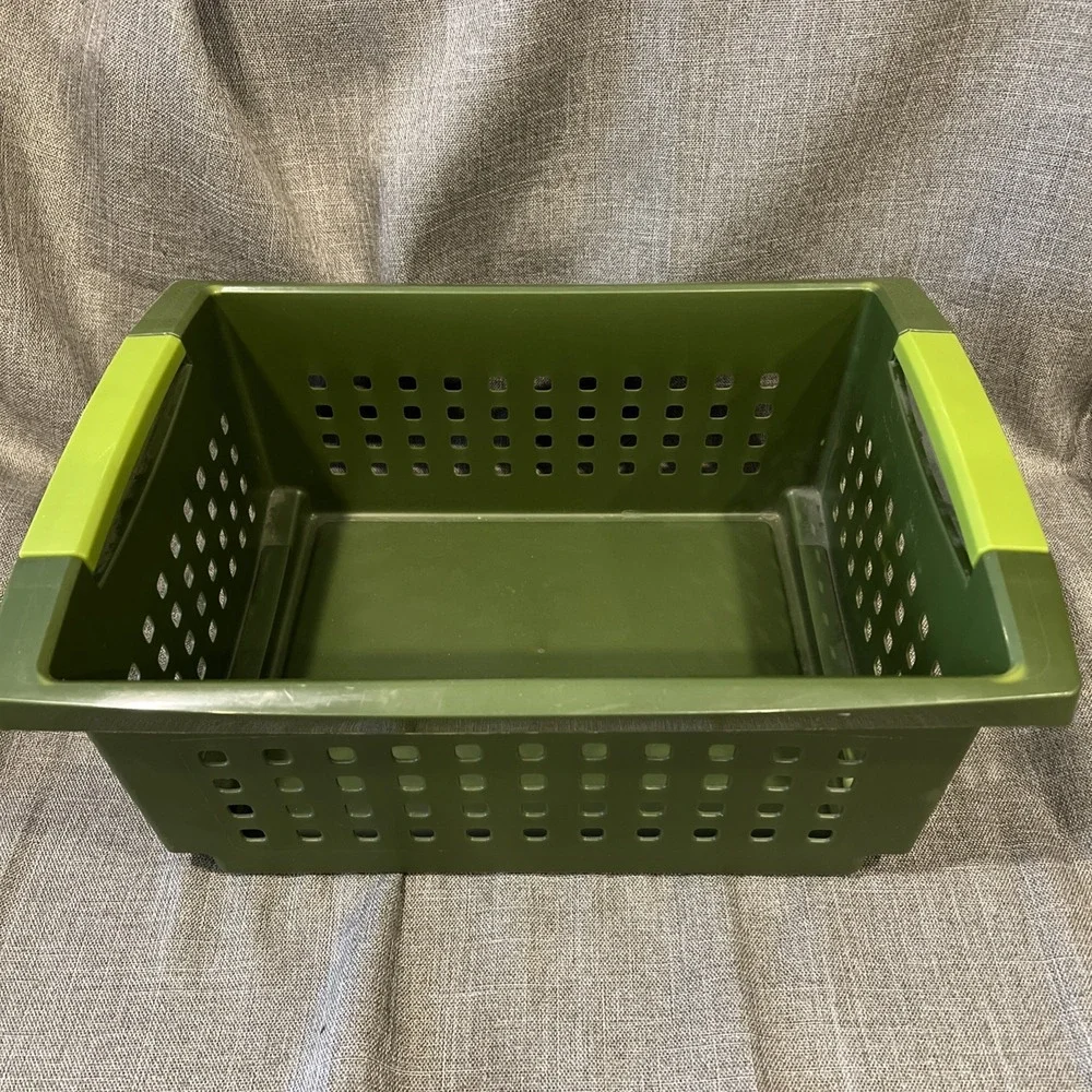 Sterilite  Green  Stacking Basket Storage Container 14.5x10x6